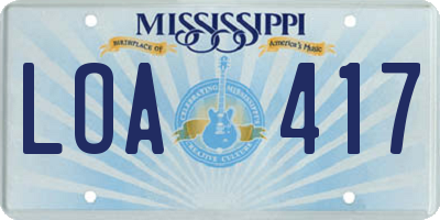 MS license plate LOA417