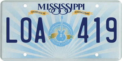 MS license plate LOA419