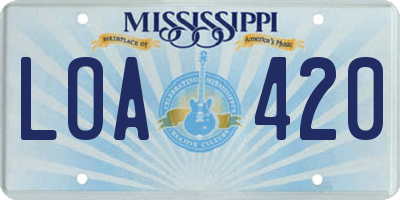 MS license plate LOA420