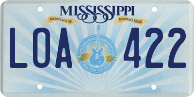MS license plate LOA422