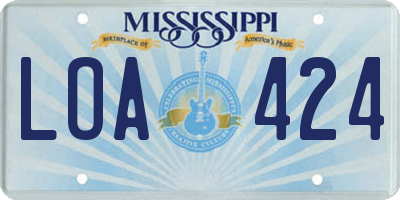 MS license plate LOA424