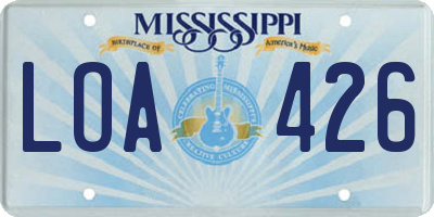 MS license plate LOA426