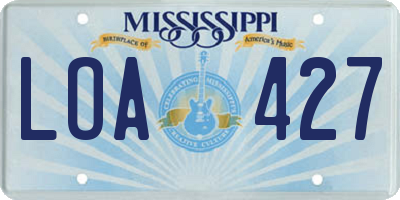 MS license plate LOA427