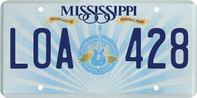 MS license plate LOA428