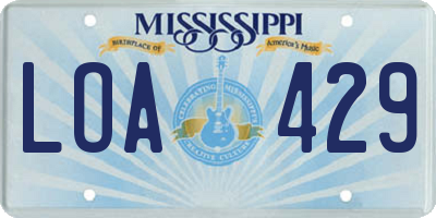 MS license plate LOA429