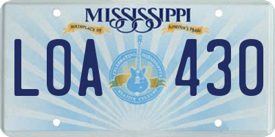 MS license plate LOA430