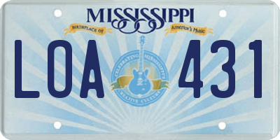 MS license plate LOA431