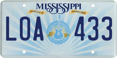 MS license plate LOA433