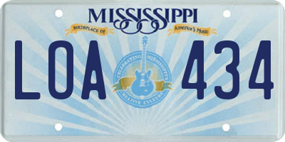 MS license plate LOA434