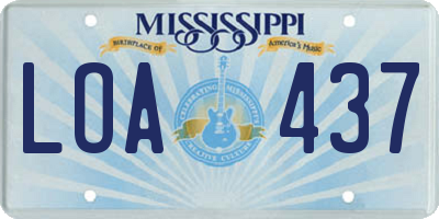 MS license plate LOA437