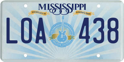MS license plate LOA438