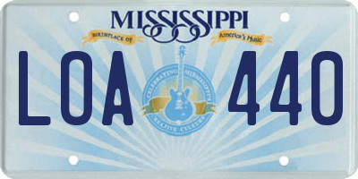 MS license plate LOA440