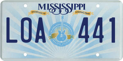 MS license plate LOA441