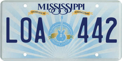 MS license plate LOA442