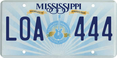 MS license plate LOA444