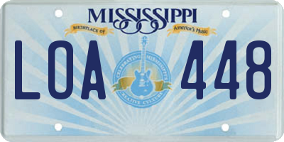 MS license plate LOA448