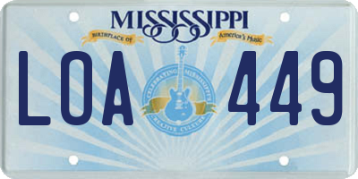 MS license plate LOA449
