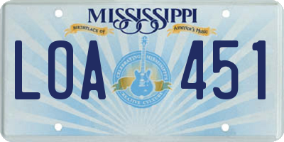 MS license plate LOA451