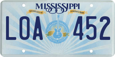 MS license plate LOA452