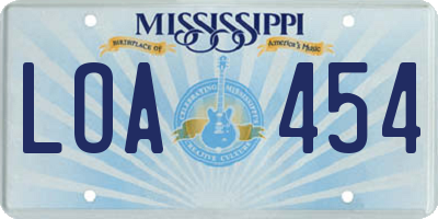 MS license plate LOA454