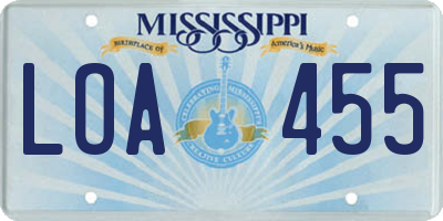 MS license plate LOA455
