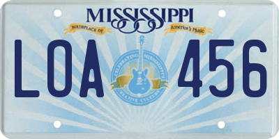 MS license plate LOA456