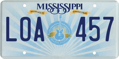 MS license plate LOA457