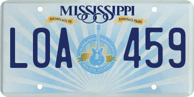 MS license plate LOA459