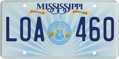 MS license plate LOA460