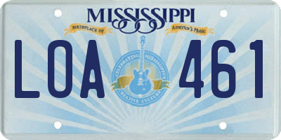 MS license plate LOA461