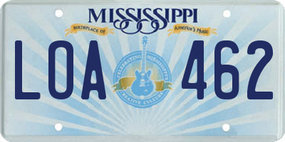 MS license plate LOA462