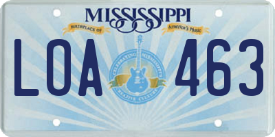 MS license plate LOA463