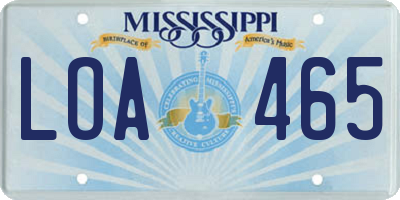 MS license plate LOA465