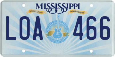 MS license plate LOA466