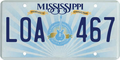 MS license plate LOA467