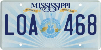 MS license plate LOA468