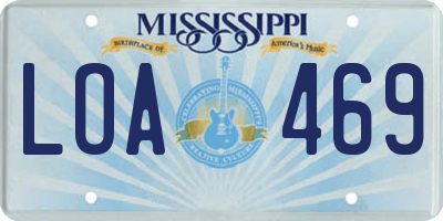 MS license plate LOA469