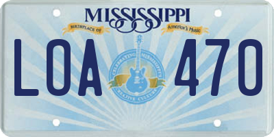 MS license plate LOA470
