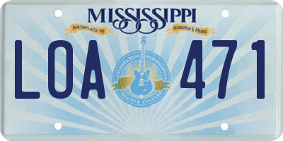 MS license plate LOA471