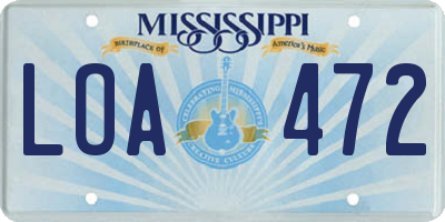 MS license plate LOA472