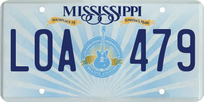 MS license plate LOA479