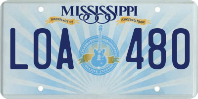 MS license plate LOA480