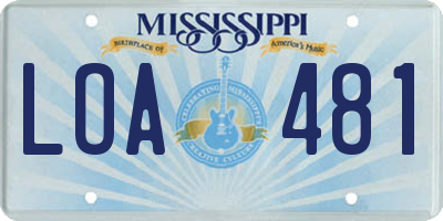 MS license plate LOA481
