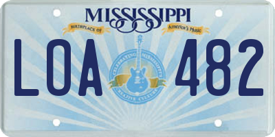 MS license plate LOA482