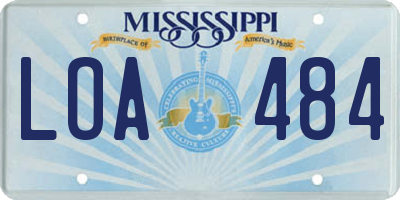 MS license plate LOA484