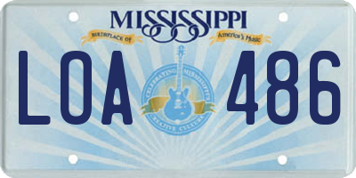 MS license plate LOA486