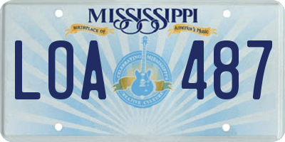 MS license plate LOA487