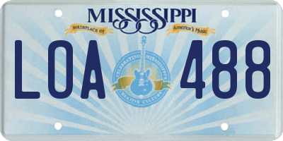 MS license plate LOA488