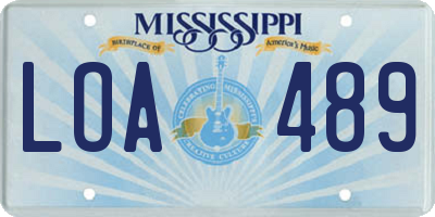 MS license plate LOA489