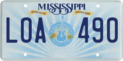 MS license plate LOA490